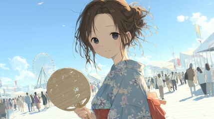 Portrait of a cute girl wearing a yukata