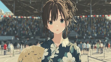 Portrait of a cute girl wearing a yukata