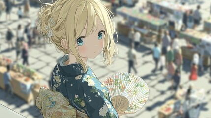 Portrait of a cute girl wearing a yukata