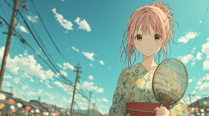 Portrait of a cute girl wearing a yukata