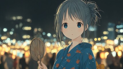 Portrait of a cute girl wearing a yukata