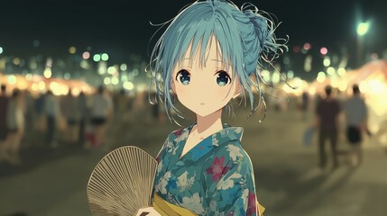 Portrait of a cute girl wearing a yukata