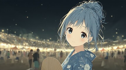 Portrait of a cute girl wearing a yukata