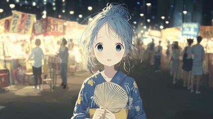 Portrait of a cute girl wearing a yukata