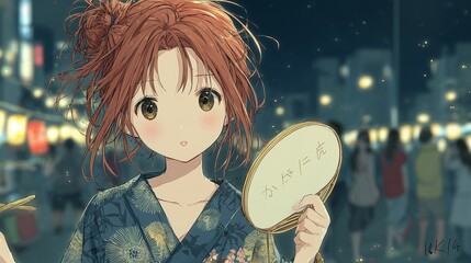Portrait of a cute girl wearing a yukata