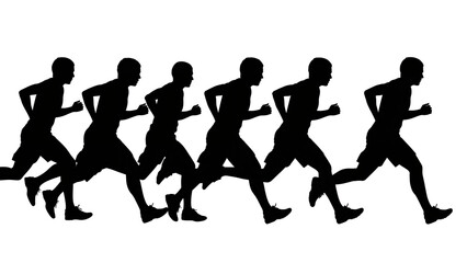 Obraz premium Running People Silhouette Isolated on Transparent Background PNG