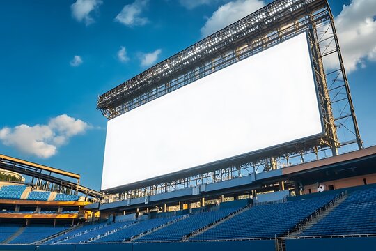 Expansive stadium billboard on a bright day creates exciting space for advertising, events, or announcements.