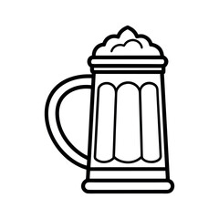 Outline Beer Stein Vector Line Art Drawing