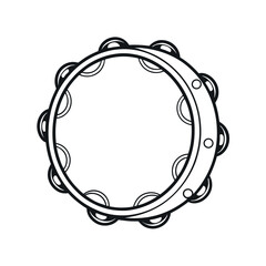 Outline Tambourine Music Line Vector Style