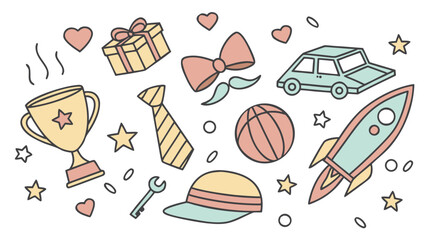 Father's day gift ideas vector illustration for dad birthday present and love card