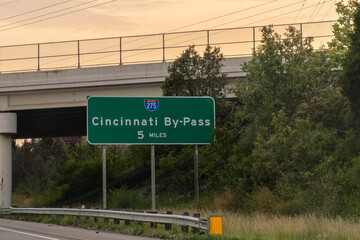 sign for Exit from I-75 in Ohio for Interstate 275 Cincinnati By-Pass