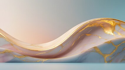Golden Marble Wave Abstraction