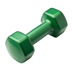 Green dumbbell isolated on transparent background perfect for fitness design and workout illustrations
