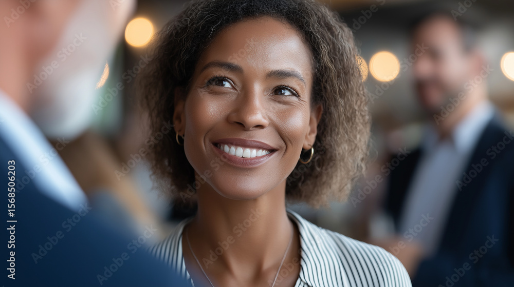 Poster diverse professionals networking at a business event