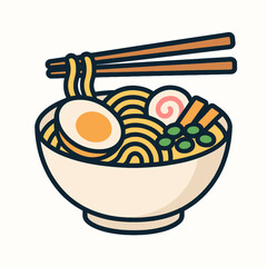 Bowl of Ramen Noodles with Egg and Toppings
