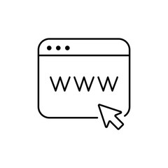 Web Browser with WWW Icon: Internet Access, Website Navigation, and Online Connection Interface Symbol