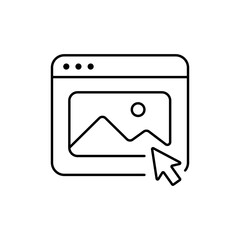 Web Browser with Image Selection Icon: Picture Gallery, Media, and Visual Content Interface Symbol