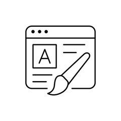 Website Design and Style Icon: Web Page Layout, Font, and Visual Styling Interface Symbol