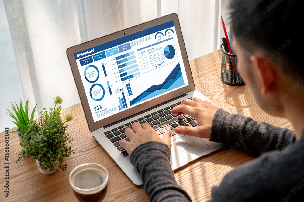 Poster business data dashboard provide business intelligence analytic for marketing strategy planning snugl