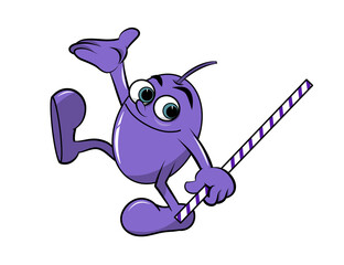 Caricatura de uva feliz con popote