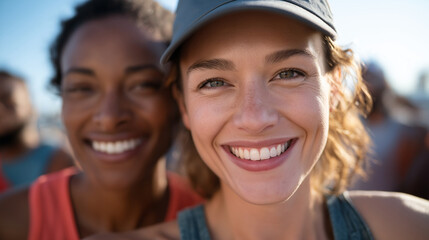 Runners Celebrating Together After Completing a Marathon Event