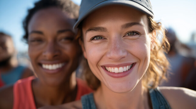 Runners Celebrating Together After Completing a Marathon Event