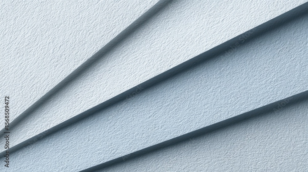 Aufkleber textured white paper sheets layering diagonally across pale blue surface, forming minimalist geometr
