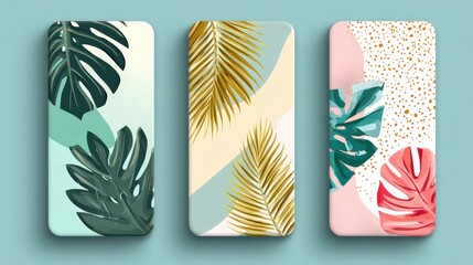 Creative cover design vector. for Instagram story template ,Social media posts, Story and photos, Editable collection backgrounds with Tropical leaf , no logos, no brands