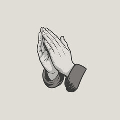 Praying Hands in Vintage Style Illustration