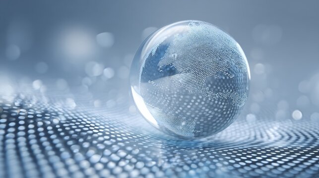Blue globe on the digital technology background, no logos, no brands