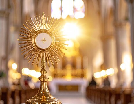 gold monstrance in church