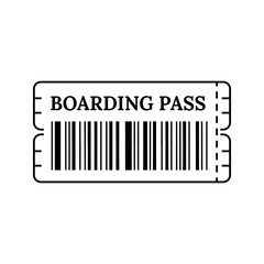 Black and White Boarding Pass Icon with Barcode ticket