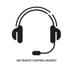 Black Air Traffic Control Headset Icon headphones aviation