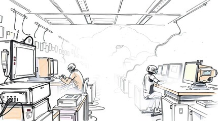 Empty office sketch.