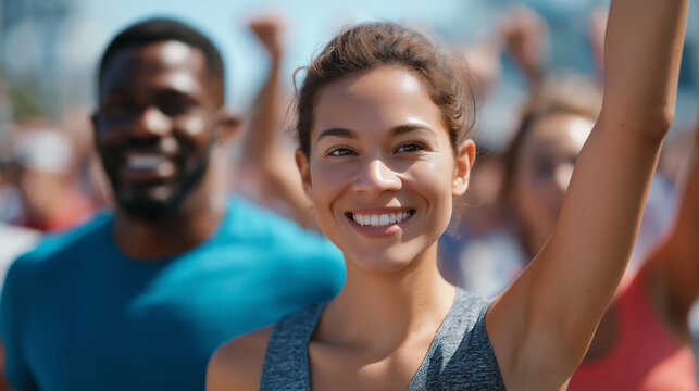 Cheering Runners Celebrating Community Spirit on Race Day at Marathon