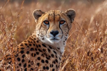 Cheetah Silhouette Amidst Verdant Grasslands: A Captivating Wildlife Scene