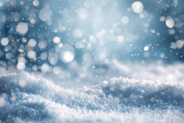 Fototapeta premium Enchanting Snow Art: Blurred Bokeh Background for a Magical Christmas Aesthetic