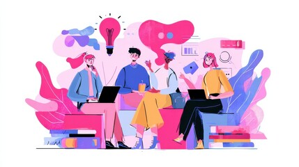 Team communication abstract concept vector illustration set. Meeting and brainstorm, online meetup, corporate presentation, creative ideas and solutions, teamwork, conference call abstract metaphor.,