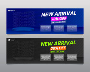 New arrival promotion banner with podium