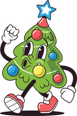 Happy retro groovy Christmas tree