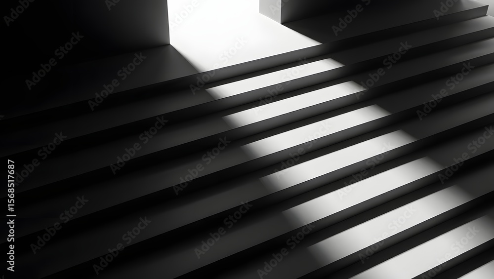 Poster illuminating staircase design architectural stairs with light and shadow patterns art