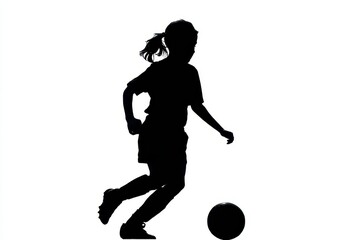 Obraz premium Dynamic Silhouette of a Teenage Girl Engaged in Soccer, Celebrating Youthful Spirit in Sports