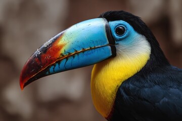 Fototapeta premium Vibrant Tucan: A Stunning Bird of the Amazon with a Colorful Beak and Majestic Beauty
