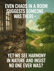 ufi-Inspired Poster Declaring That Order in Creation Comes Not from Chance, but from a Divine Choice