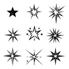 Obraz premium . Sparkle star icon set. Simple star burst symbol. Transp subject