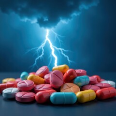 Healthcare Crisis: Medication and Looming Threats. Suitable for use in content related to public health issues, the complexities of drug treatment, healthcare reform debates