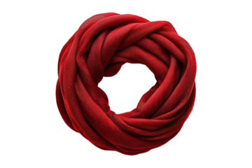 red scarf wrapped in a circle isolated on a transparent background