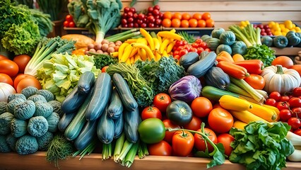 Fresh colorful vegetables neatly displayed, highlighting natural abundance and healthy living.