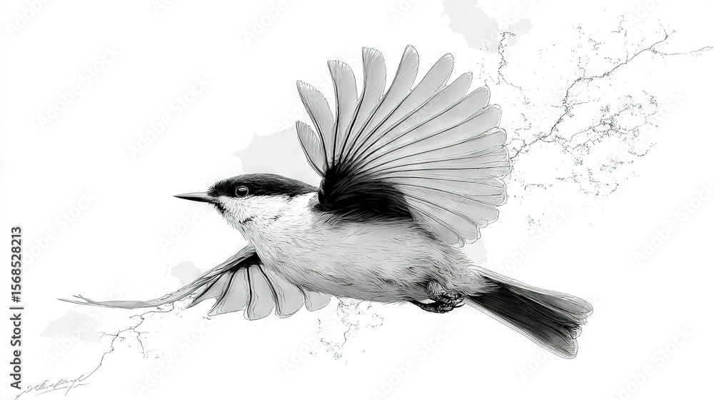 Poster a monochromatic image portrays a bird with open wings, while another depicts the same avian species 