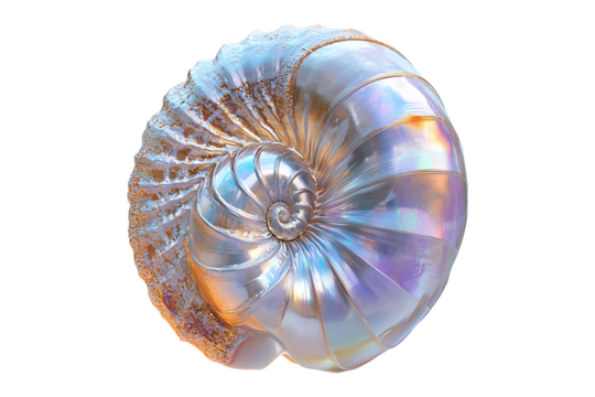 Large empty ocean snail shell isolated on a transparent background